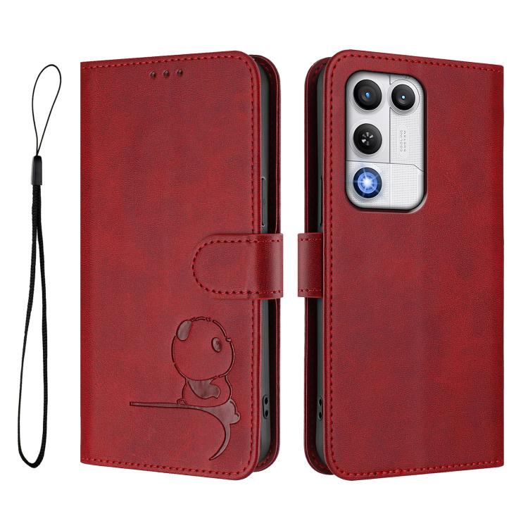 For ZTE nubia RedMagic 11 Air Litter Panda Embossing RFID Leather Phone Case with Lanyard