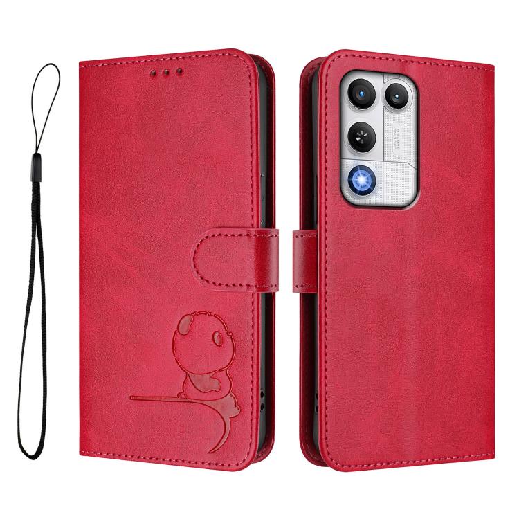 For ZTE nubia RedMagic 11 Air Litter Panda Embossing RFID Leather Phone Case with Lanyard