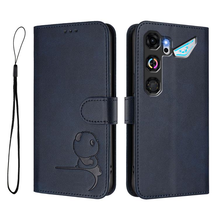 For ZTE nubia Neo 5 GT 5G Litter Panda Embossing RFID Leather Phone Case with Lanyard