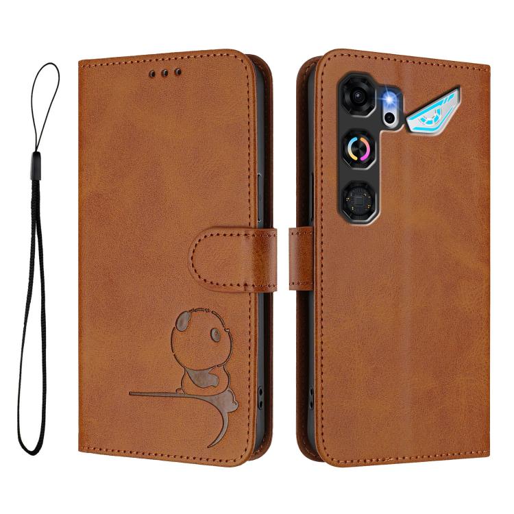 For ZTE nubia Neo 5 GT 5G Litter Panda Embossing RFID Leather Phone Case with Lanyard