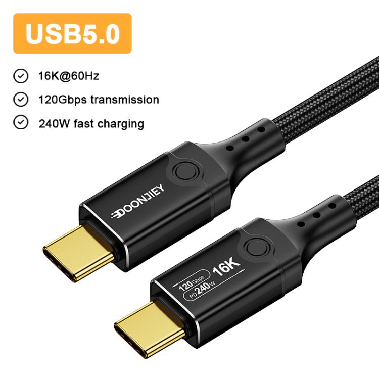 DOONJIEY DJUSB519GR 120Gbps Type-C 16K HD Projection Conversion Cable - Black