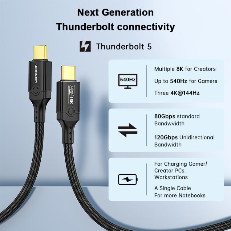 DOONJIEY DJUSB519GR 120Gbps Type-C 16K HD Projection Conversion Cable - Black