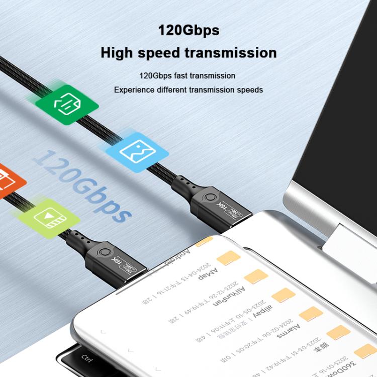 DOONJIEY DJUSB519GR 120Gbps Type-C 16K HD Projection Conversion Cable - Black