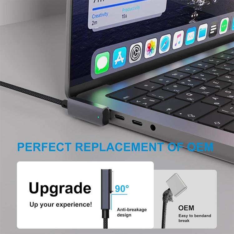 140W Type-C to Magsafe 3 Magnetic Side Bend Charging Cable, Length: 2m