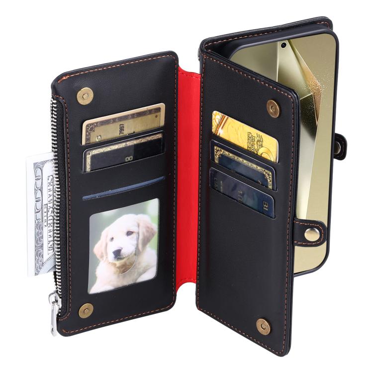 For Samsung Galaxy S25 FE 5G Leather Stitching Multi-card Slot Zipper Phone Case