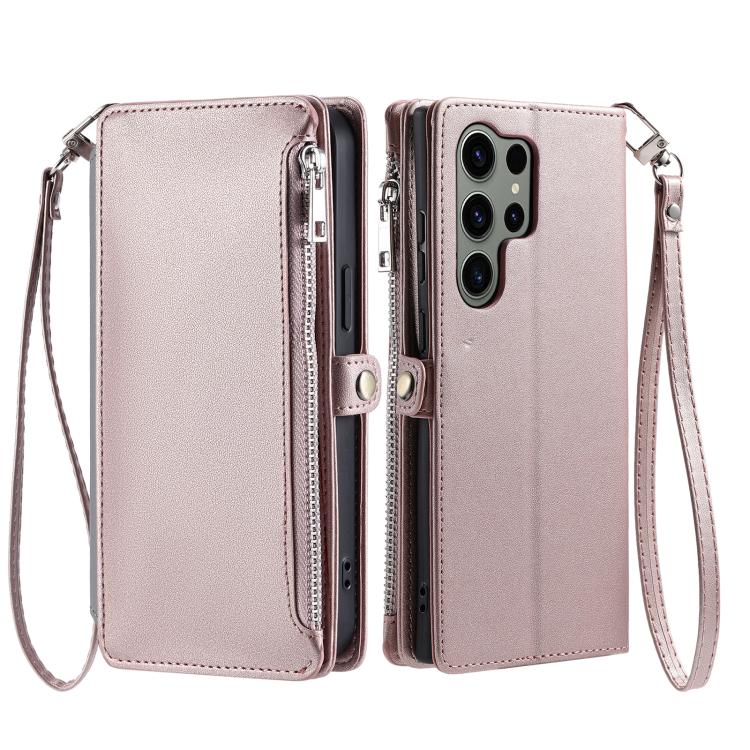 For Samsung Galaxy S26 Ultra 5G Leather Stitching Multi-card Slot Zipper Phone Case