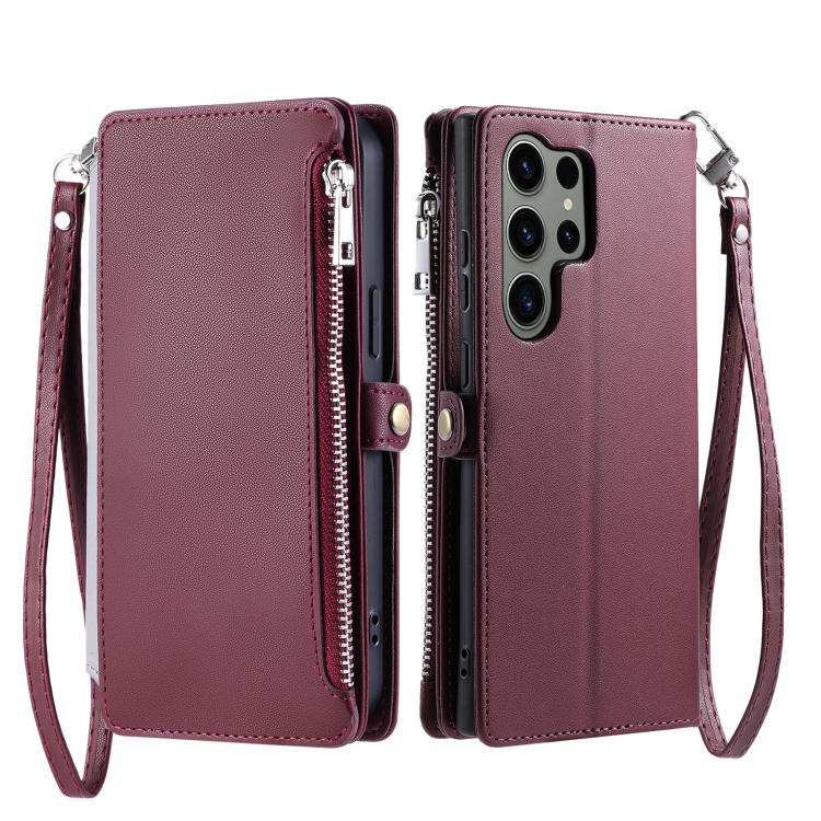For Samsung Galaxy S26 Ultra 5G Leather Stitching Multi-card Slot Zipper Phone Case