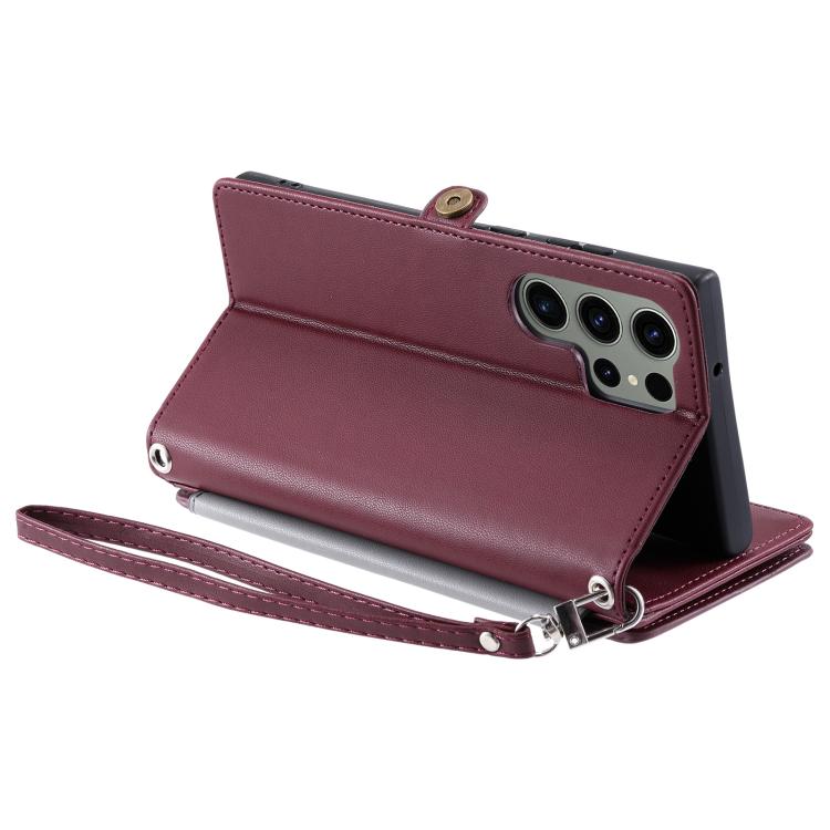For Samsung Galaxy S26 Ultra 5G Leather Stitching Multi-card Slot Zipper Phone Case