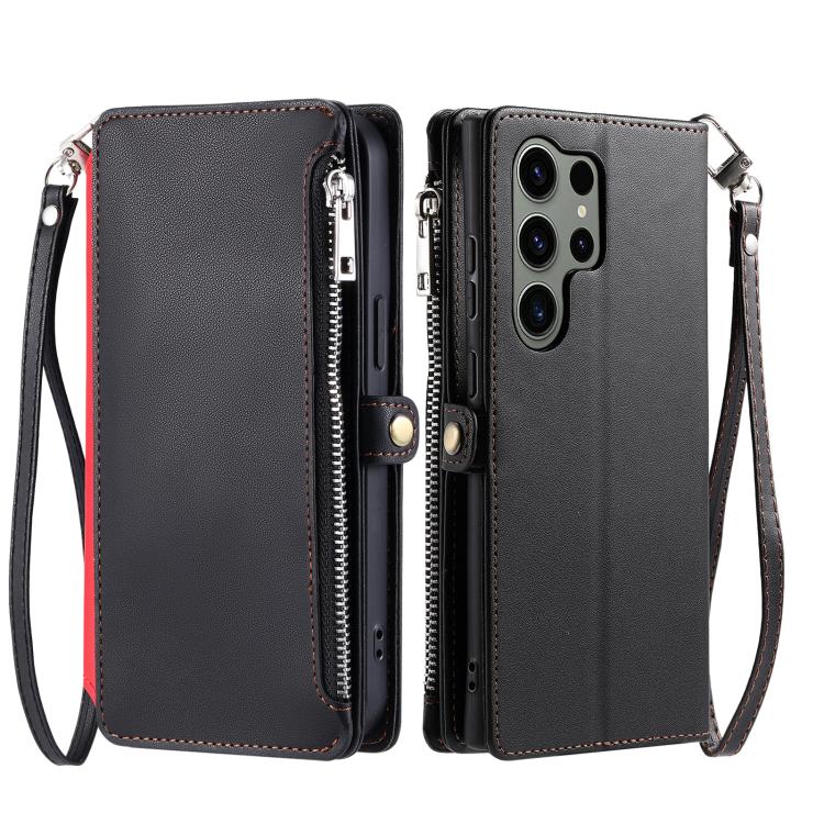 For Samsung Galaxy S26 Ultra 5G Leather Stitching Multi-card Slot Zipper Phone Case