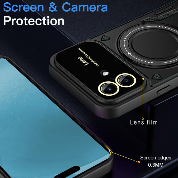 For iPhone 17 Large Window MagSafe Holder Phone Case