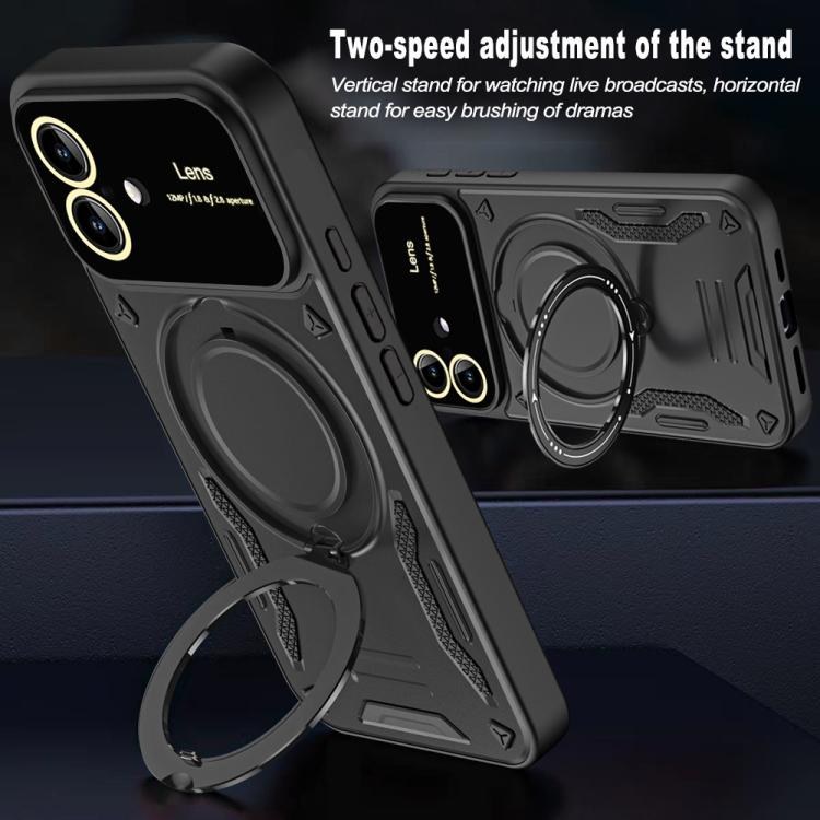 For iPhone 17 Large Window MagSafe Holder Phone Case
