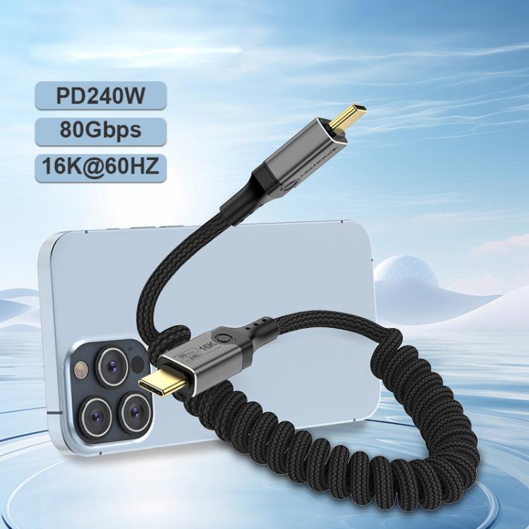 DOONJIEY DJUSB510GR 80Gbps Type-C 16K HD Projection Spring Conversion Cable - Black