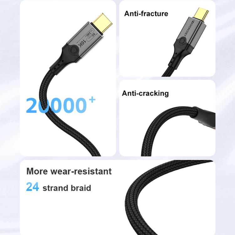 DOONJIEY DJUSB510GR 80Gbps Type-C 16K HD Projection Spring Conversion Cable - Black