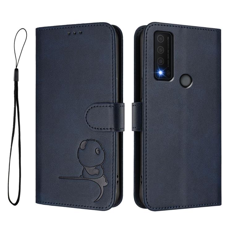 For TCL 30 XE 5G / 30V 5G / T781S Litter Panda Embossing RFID Leather Phone Case with Lanyard