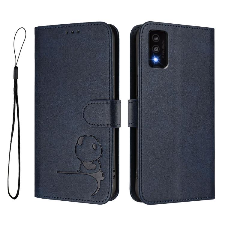 For TCL 30T T603DL Litter Panda Embossing RFID Leather Phone Case with Lanyard