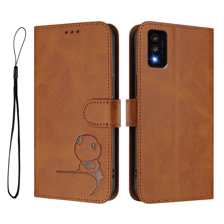 For TCL 30T T603DL Litter Panda Embossing RFID Leather Phone Case with Lanyard