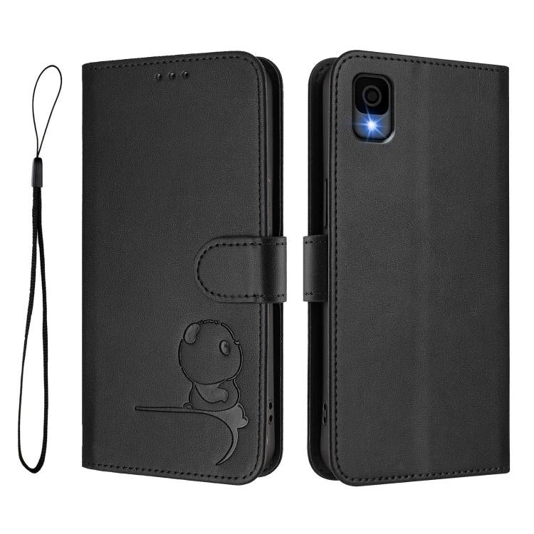 For TCL 30 Z / 30 LE T602DL Litter Panda Embossing RFID Leather Phone Case with Lanyard