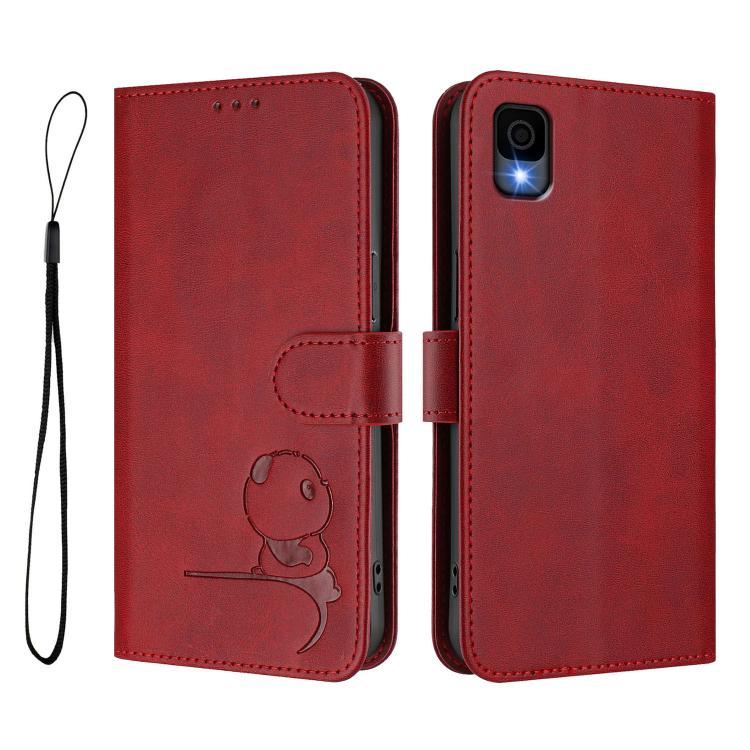 For TCL 30 Z / 30 LE T602DL Litter Panda Embossing RFID Leather Phone Case with Lanyard