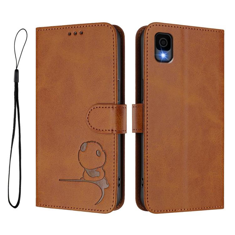 For TCL 30 Z / 30 LE T602DL Litter Panda Embossing RFID Leather Phone Case with Lanyard