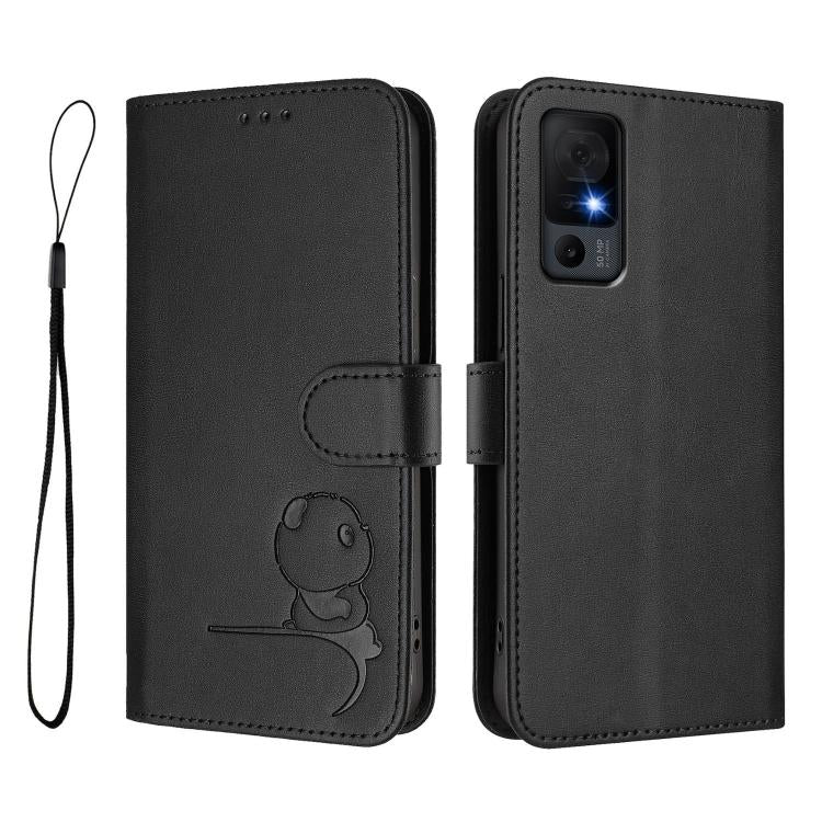 For TCL 40 XL / 40 T T608DL Litter Panda Embossing RFID Leather Phone Case with Lanyard