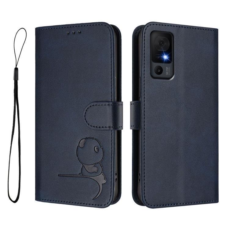 For TCL 40 XL / 40 T T608DL Litter Panda Embossing RFID Leather Phone Case with Lanyard