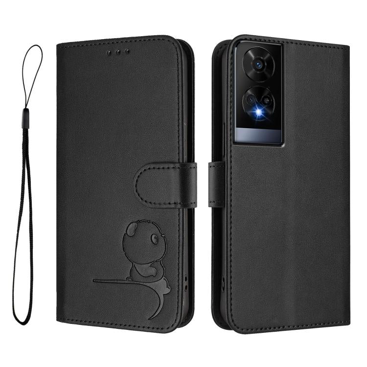 For TCL 50 XE Litter Panda Embossing RFID Leather Phone Case with Lanyard