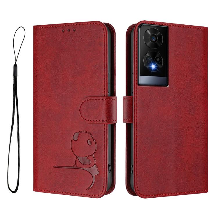 For TCL 50 XE Litter Panda Embossing RFID Leather Phone Case with Lanyard
