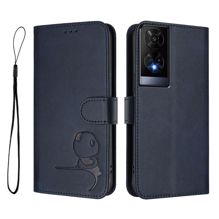 For TCL 50 XE Litter Panda Embossing RFID Leather Phone Case with Lanyard