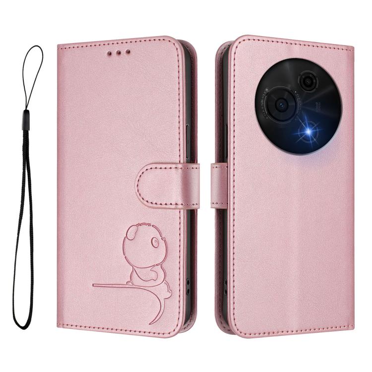 For TCL 60 NxtPaper Litter Panda Embossing RFID Leather Phone Case with Lanyard