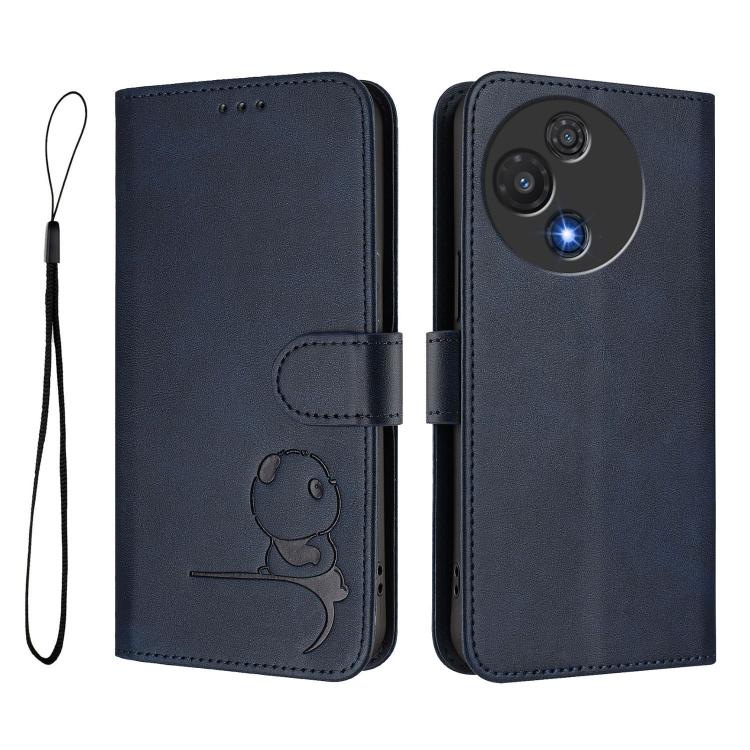 For TCL 60R 5G Litter Panda Embossing RFID Leather Phone Case with Lanyard