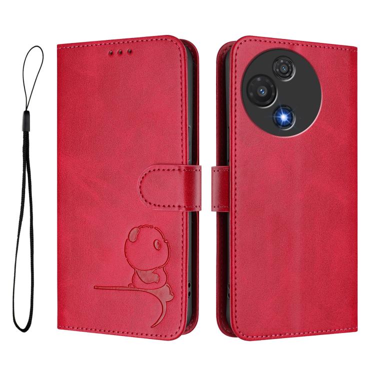 For TCL 60R 5G Litter Panda Embossing RFID Leather Phone Case with Lanyard