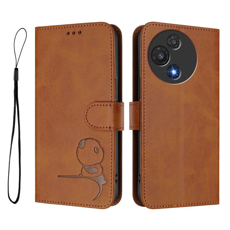 For TCL 60R 5G Litter Panda Embossing RFID Leather Phone Case with Lanyard