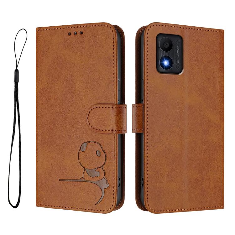 For TCL 303 Litter Panda Embossing RFID Leather Phone Case with Lanyard