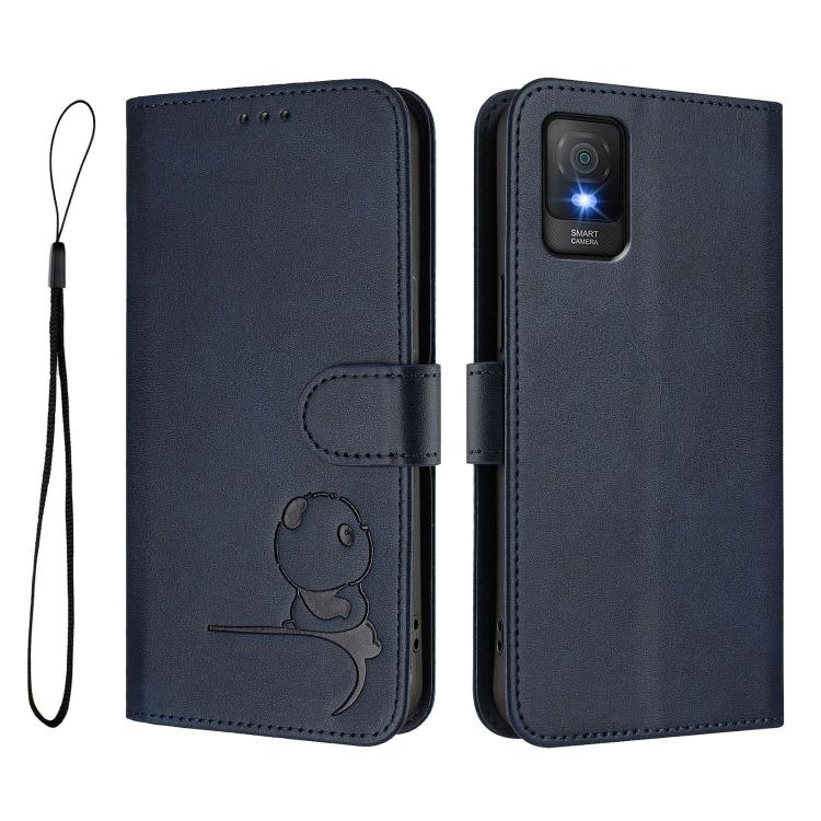 For TCL 403 / Vodafone Smart M23 Litter Panda Embossing RFID Leather Phone Case with Lanyard
