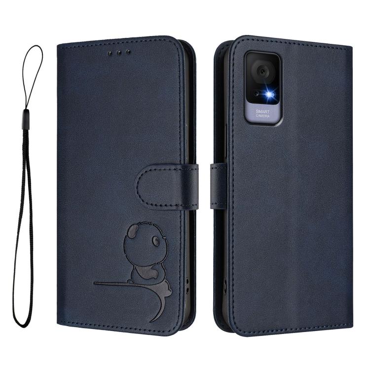 For TCL 405 / 406 / 406s / 408 T506D Litter Panda Embossing RFID Leather Phone Case with Lanyard