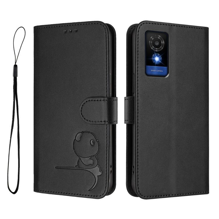 For TCL 501 / Vodafone Smart M25 Litter Panda Embossing RFID Leather Phone Case with Lanyard