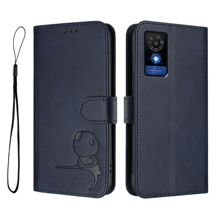 For TCL 501 / Vodafone Smart M25 Litter Panda Embossing RFID Leather Phone Case with Lanyard