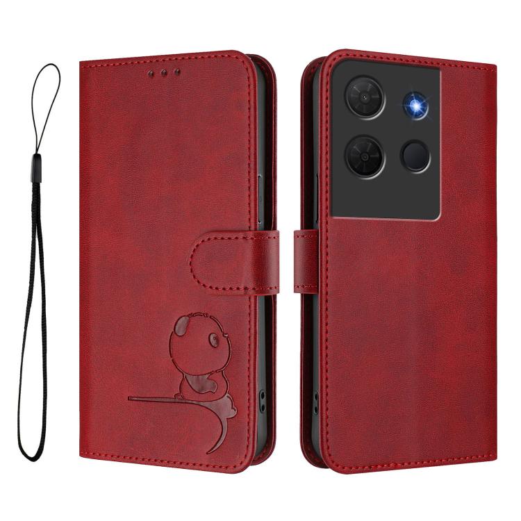 For TCL 503 Litter Panda Embossing RFID Leather Phone Case with Lanyard