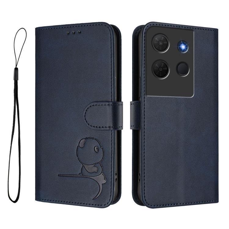 For TCL 503 Litter Panda Embossing RFID Leather Phone Case with Lanyard