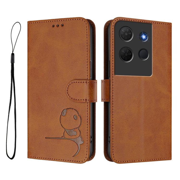 For TCL 503 Litter Panda Embossing RFID Leather Phone Case with Lanyard