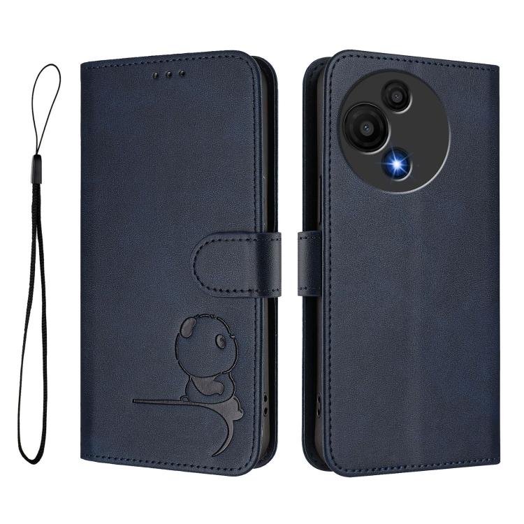 For TCL 605 / 60 SE Litter Panda Embossing RFID Leather Phone Case with Lanyard