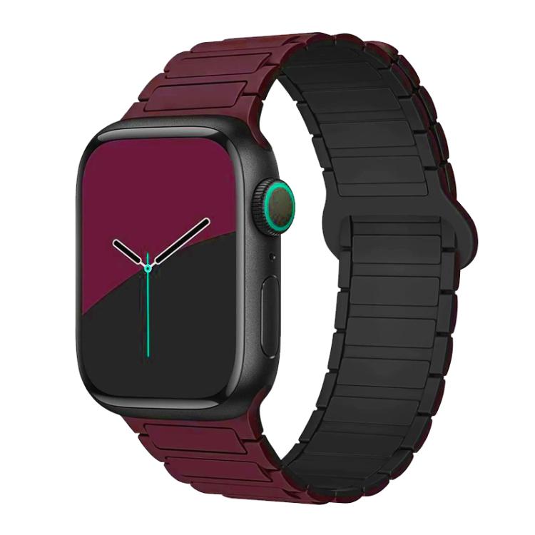 For Apple Watch 42 / 44 / 45 / 46 / 49mm xDfind Magnetic Three-bead Silicone Watch Band