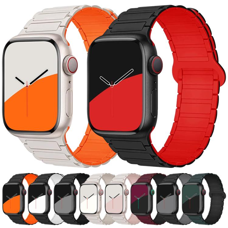 For Apple Watch 42 / 44 / 45 / 46 / 49mm xDfind Magnetic Three-bead Silicone Watch Band