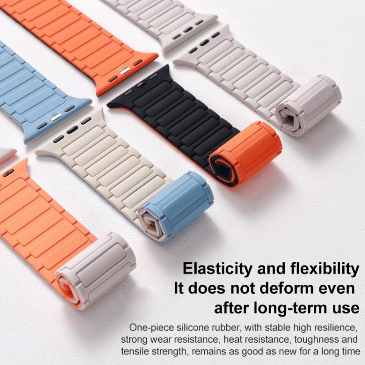 For Apple Watch 38 / 40 / 41 / S10 42mm xDfind Magnetic Three-bead Silicone Watch Band