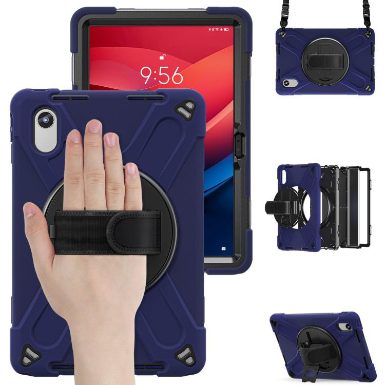 For Lenovo Xiaoxin Pad 11 2024 / 2025 Rotatable Holder Silicone Hybrid PC Tablet Case with Shoulder Strap