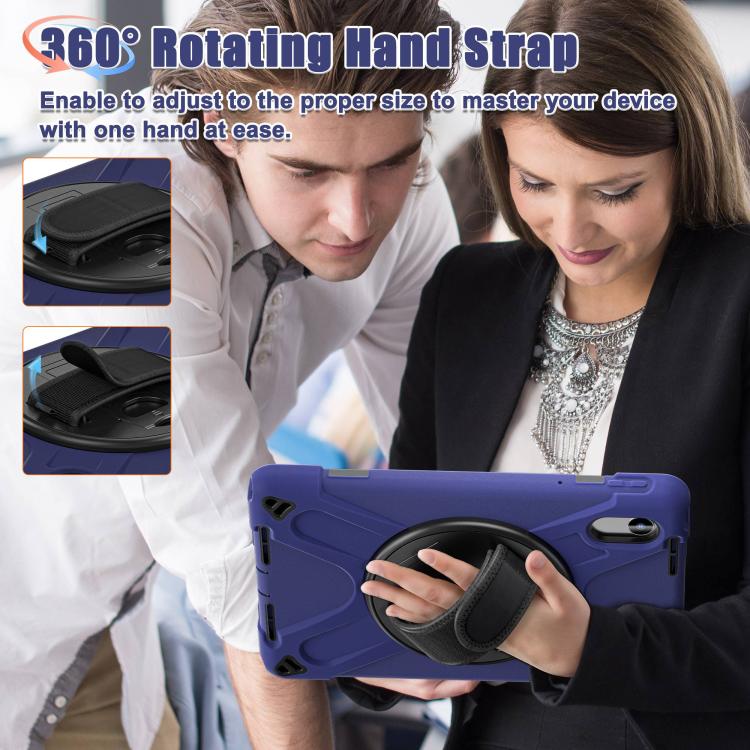 For Lenovo Xiaoxin Pad 11 2024 / 2025 Rotatable Holder Silicone Hybrid PC Tablet Case with Shoulder Strap