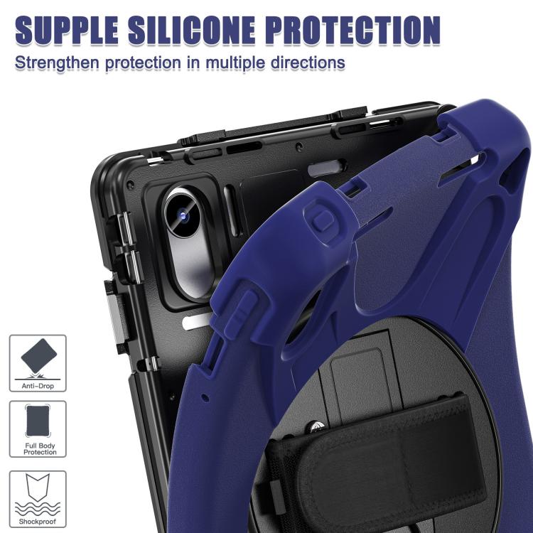 For Lenovo Xiaoxin Pad 11 2024 / 2025 Rotatable Holder Silicone Hybrid PC Tablet Case with Shoulder Strap
