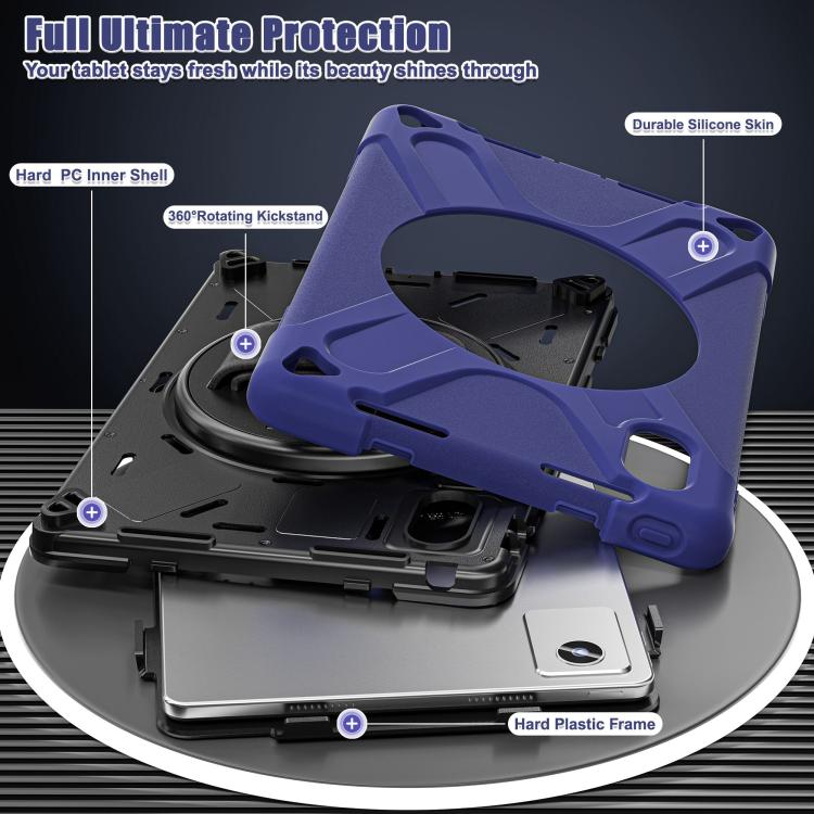 For Lenovo Xiaoxin Pad 11 2024 / 2025 Rotatable Holder Silicone Hybrid PC Tablet Case with Shoulder Strap