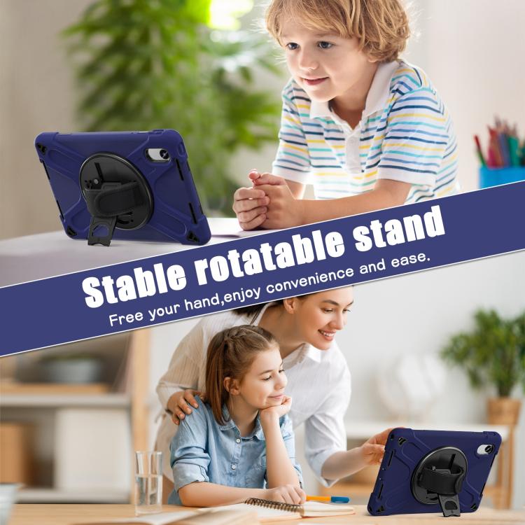 For Lenovo Xiaoxin Pad 11 2024 / 2025 Rotatable Holder Silicone Hybrid PC Tablet Case with Shoulder Strap