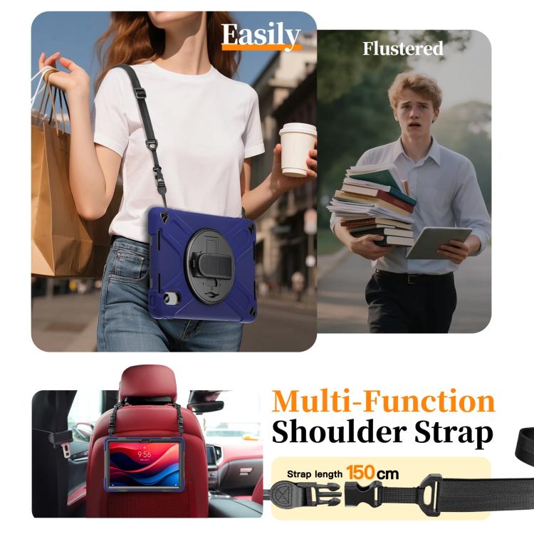 For Lenovo Xiaoxin Pad 11 2024 / 2025 Rotatable Holder Silicone Hybrid PC Tablet Case with Shoulder Strap
